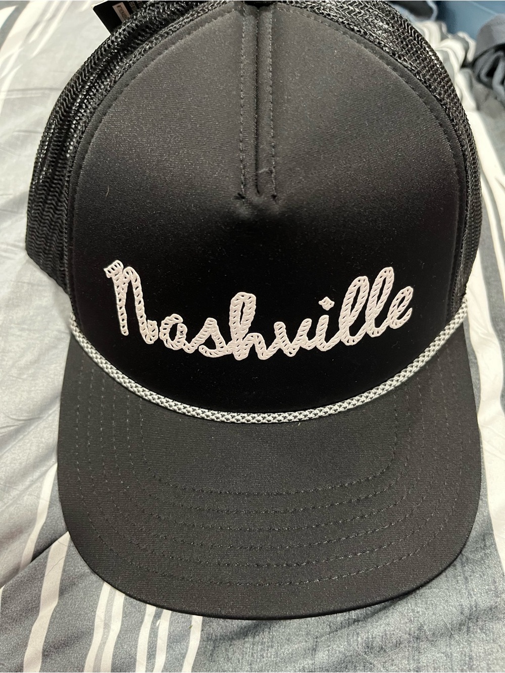 Black "Nashville" Rope-Accent Trucker Hat